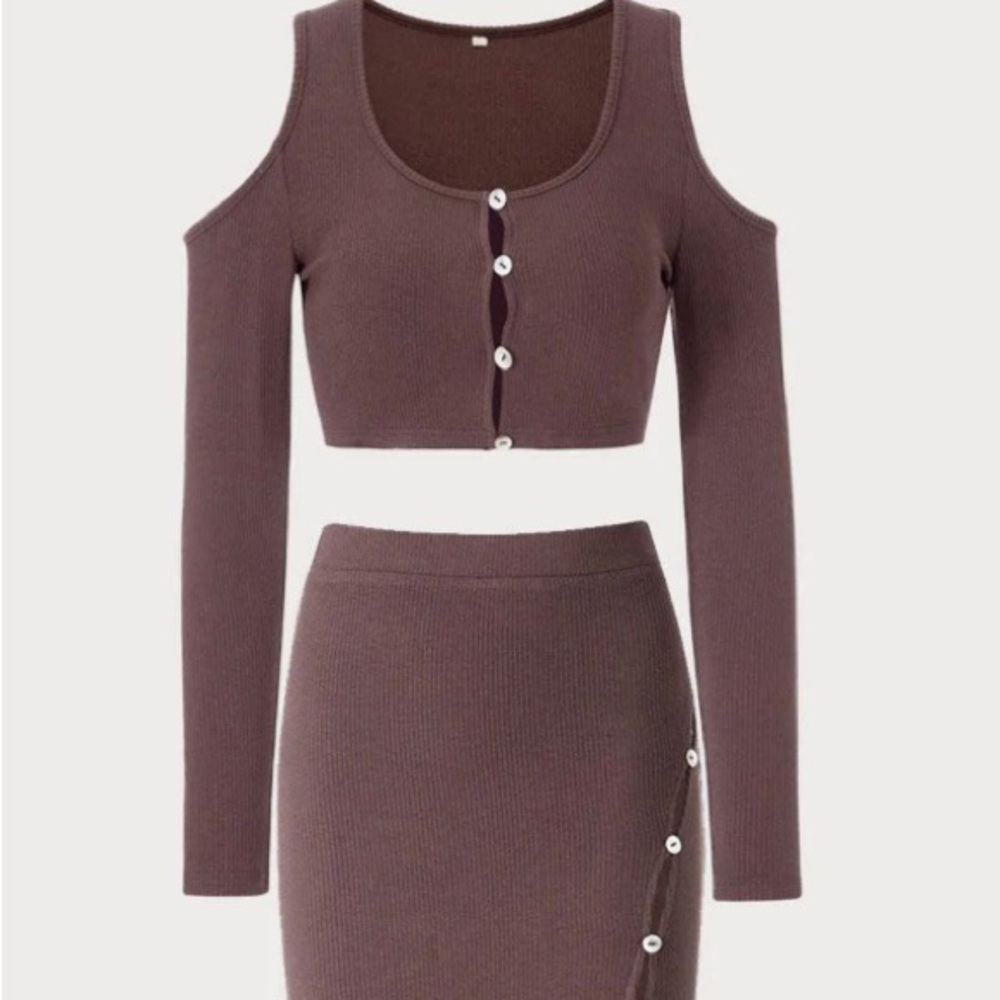 NWT Brown cutout Skirt Set